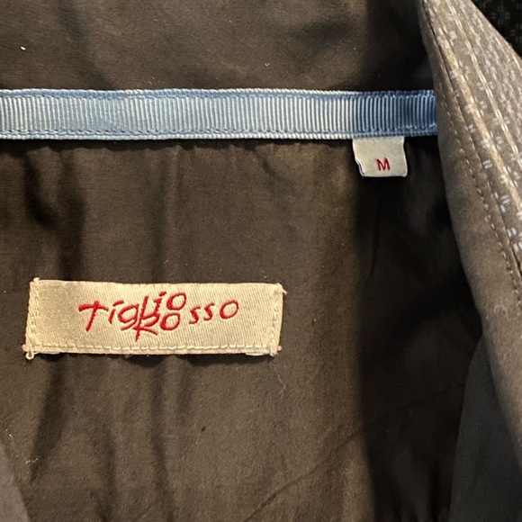 TIGLIO ROSSO Medium Black Pattern Button Shirt EUC - Picture 4 of 5